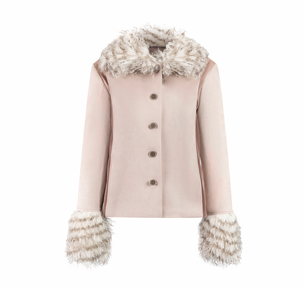 Pink suede Faux Fur Jacket